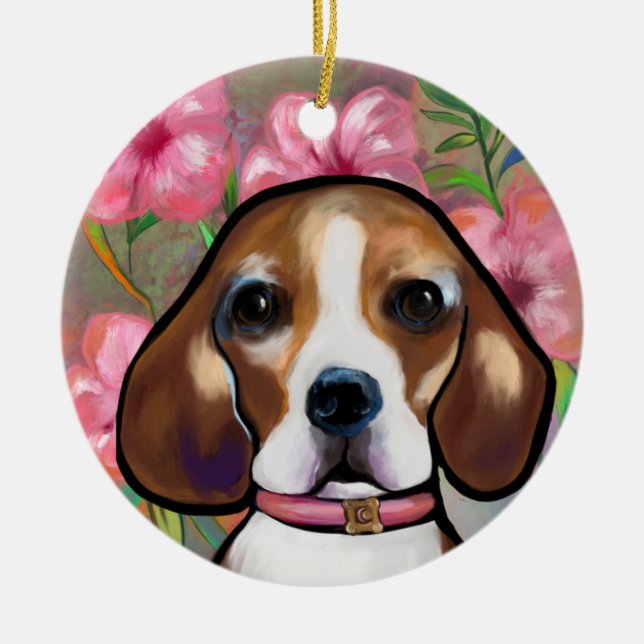 Beagle         julgransprydnad keramik (Framsidan)