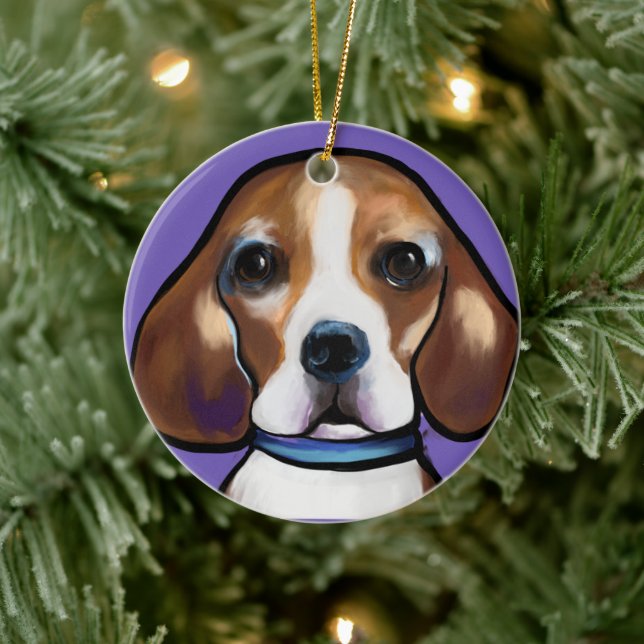 Beagle      julgransprydnad keramik (Träd)