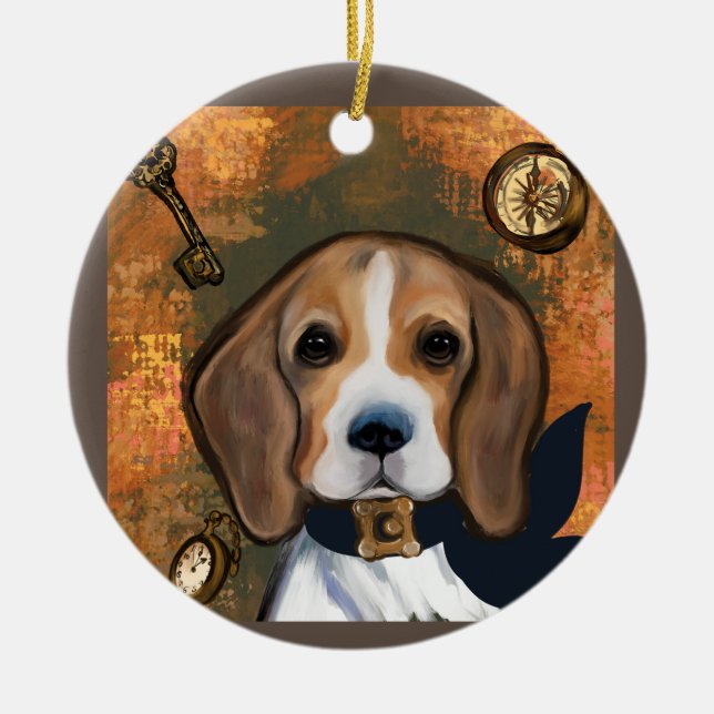 Beagle Julgransprydnad Keramik (Framsidan)