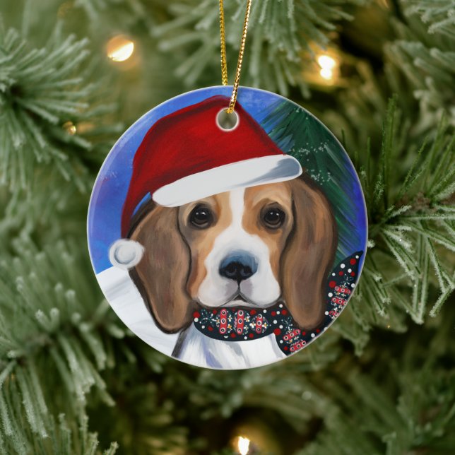 Beagle     julgransprydnad keramik (Träd)