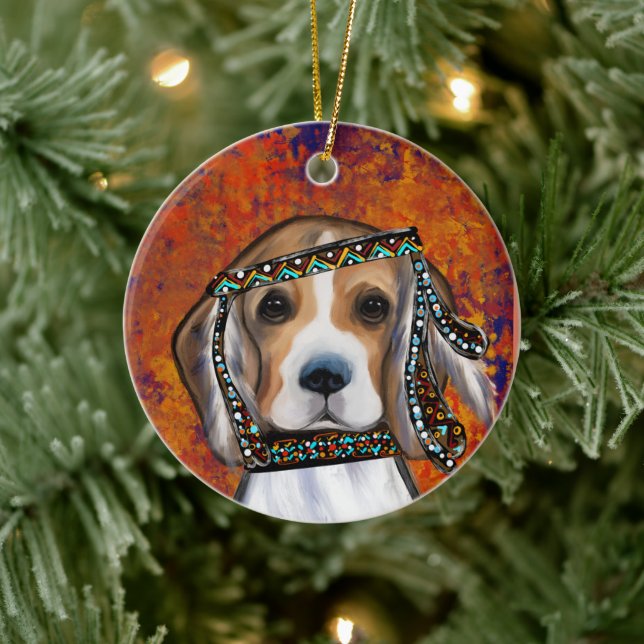 Beagle    julgransprydnad keramik (Träd)