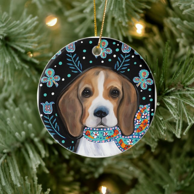 Beagle        julgransprydnad keramik (Träd)