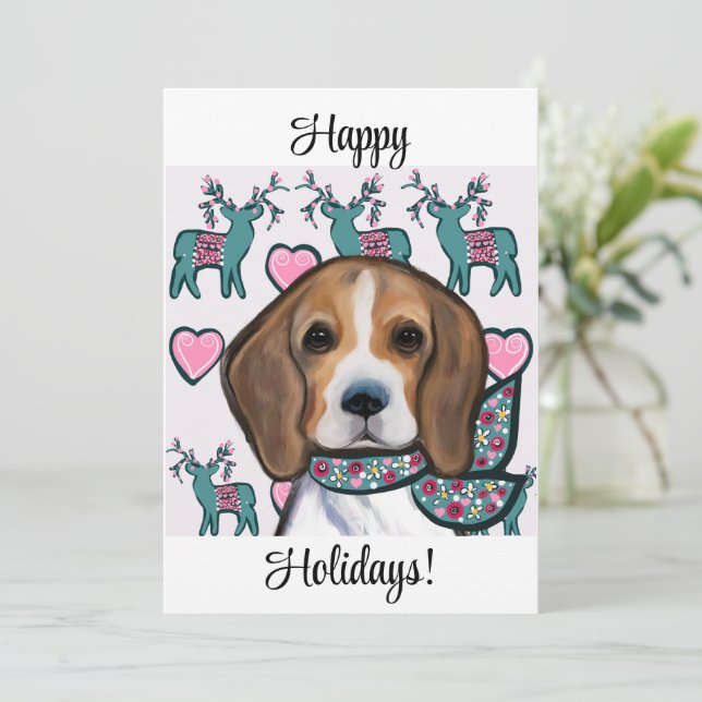 Beagle      julkort (Stående Fram)