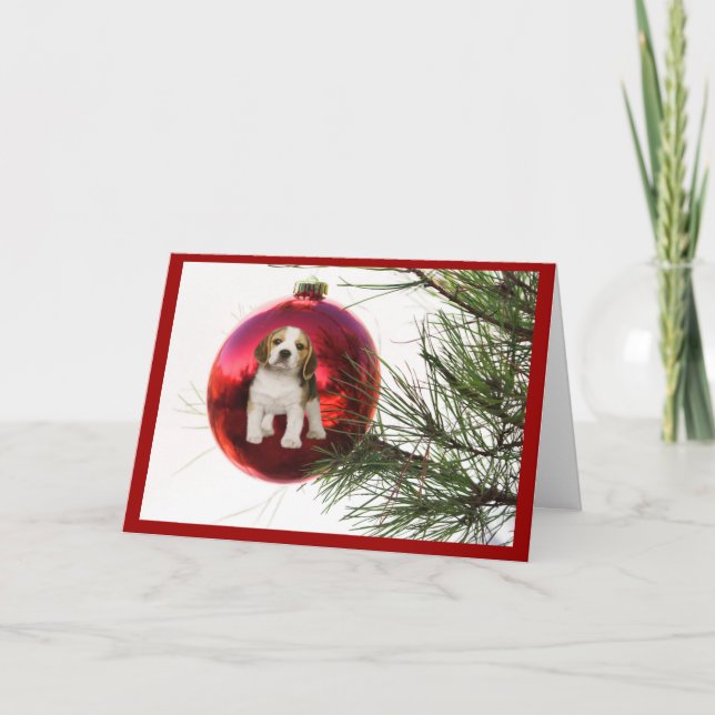 Beagle-julkort Boll Helgkort (Framsida)