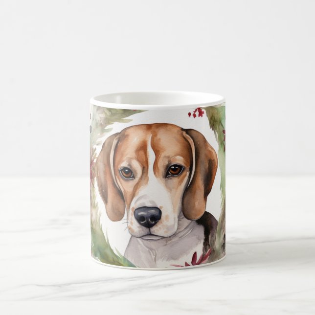 Beagle julkrans Festiv valp Kaffemugg (Center)