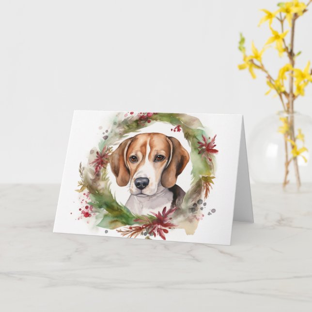 Beagle julkrans Festiv valp Kort (Gul blomma)