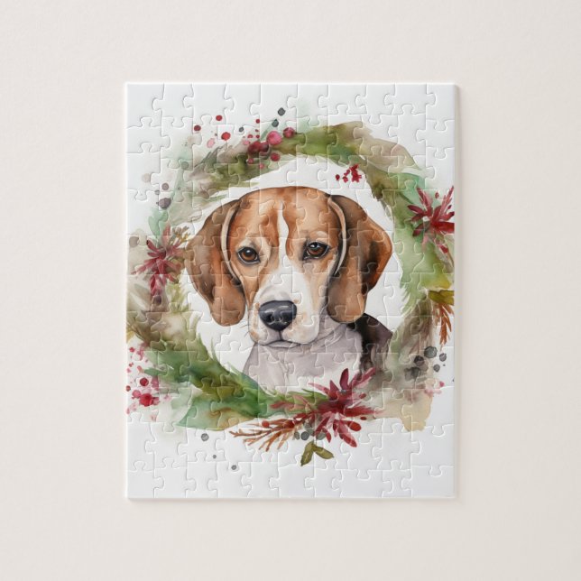 Beagle julkrans Festiv valp Pussel (Vertikal)