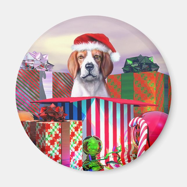 Beagle-julöverraskning Magnet (Framsidan)