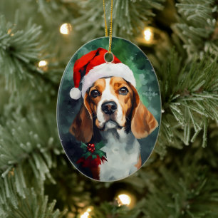 Beagle Julpenseln målar grafik Julgransprydnad Keramik