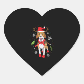 Beagle jultomte - julklapp hjärtformat klistermärke
