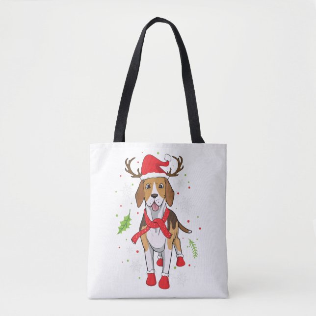 Beagle jultomte - julklapp tygkasse (Framsida)