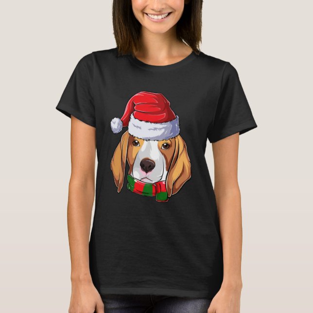 Beagle Jultomten Boys Apparatur Julbarn Hund T Shirt (Framsida)