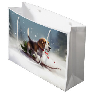 Beagle-julvintern snö