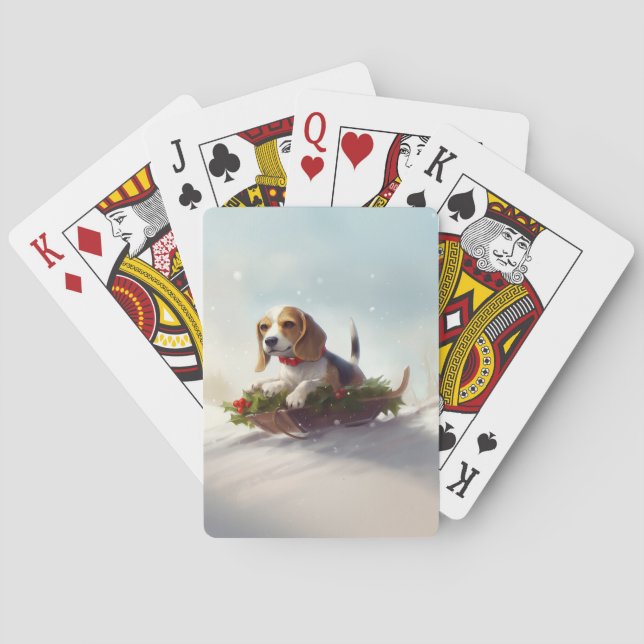 Beagle-julvintern snö casinokort (Baksidan)