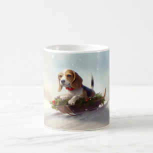 Beagle-julvintern snö kaffemugg