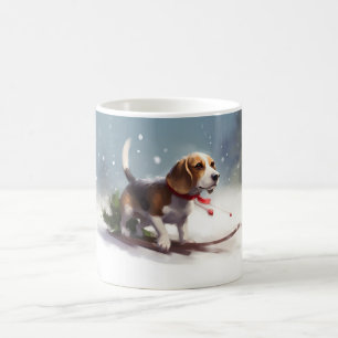 Beagle-julvintern snö kaffemugg