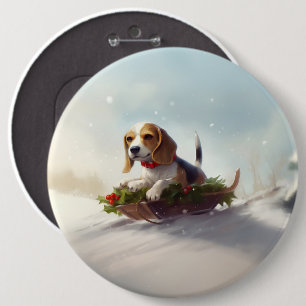 Beagle-julvintern snö knapp