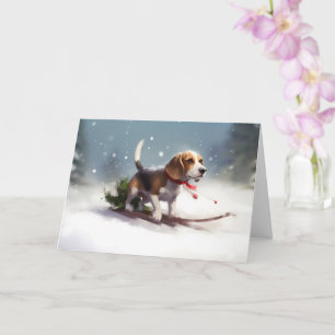 Beagle-julvintern snö kort