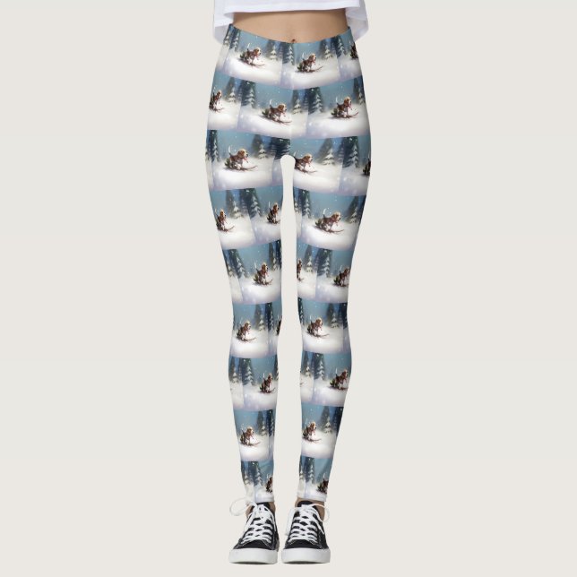 Beagle-julvintern snö leggings (Framsida)