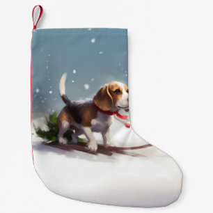 Beagle-julvintern snö liten julstrumpa