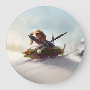 Beagle-julvintern snö stor klocka