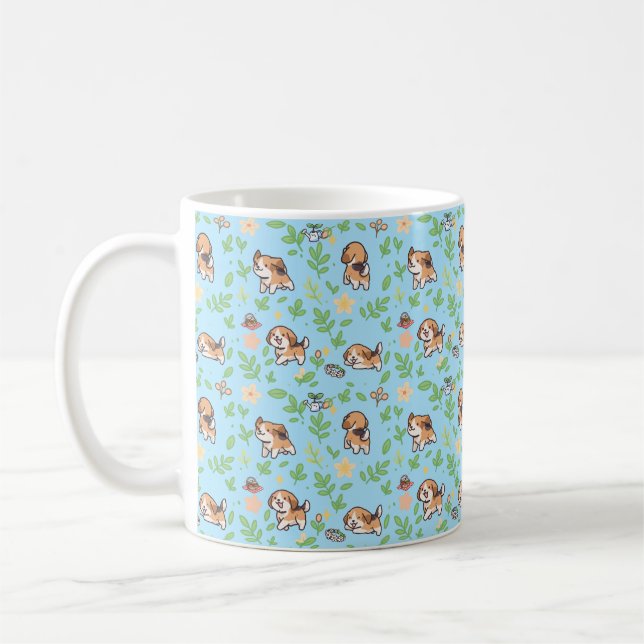 Beagle kaffemugge vårblomma Kawaii hund present Kaffemugg (Vänster)