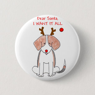 Beagle kära Santa Knapp