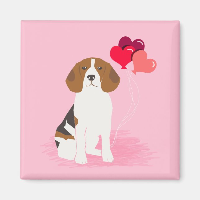Beagle Kärlek Balloons Magnet (Framsidan)
