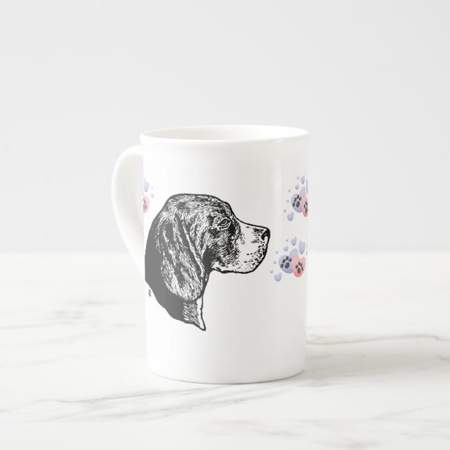 Beagle Kärlek Benporslin Mugg (Framsida vänster)