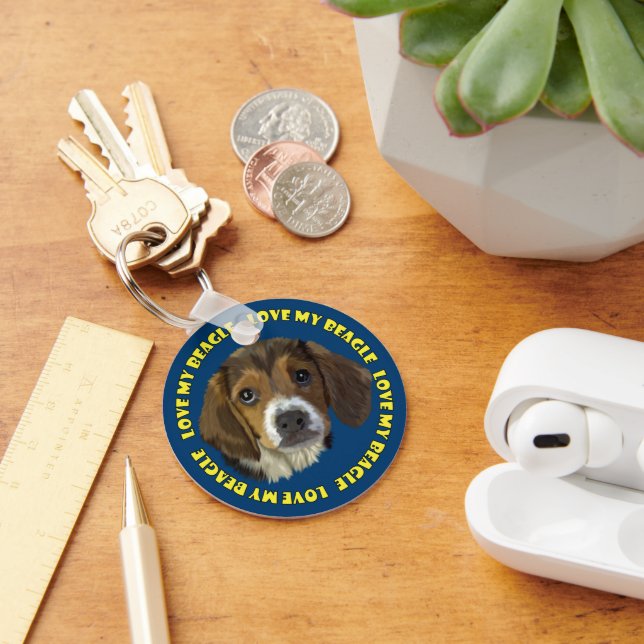 Beagle Kärlek Min Beagle Nyckelring (Skrivbord)