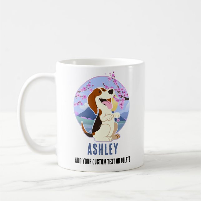 Beagle Kawaii Cute Gift Hund Pet Kaffemugg (Vänster)