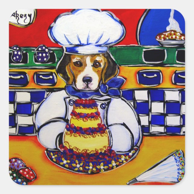 Beagle-kock Fyrkantigt Klistermärke (Framsida)