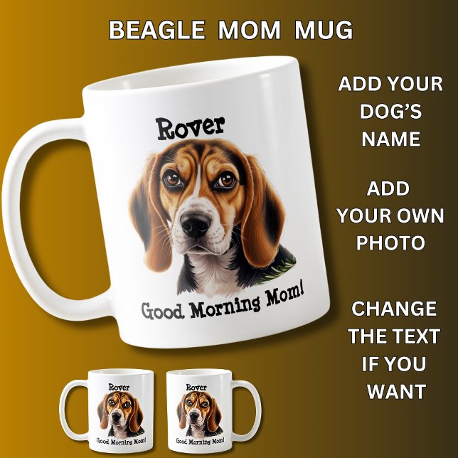 Beagle, lägg till Hund Namn, Ändra foto Kaffemugg (Skapare uppladdad)