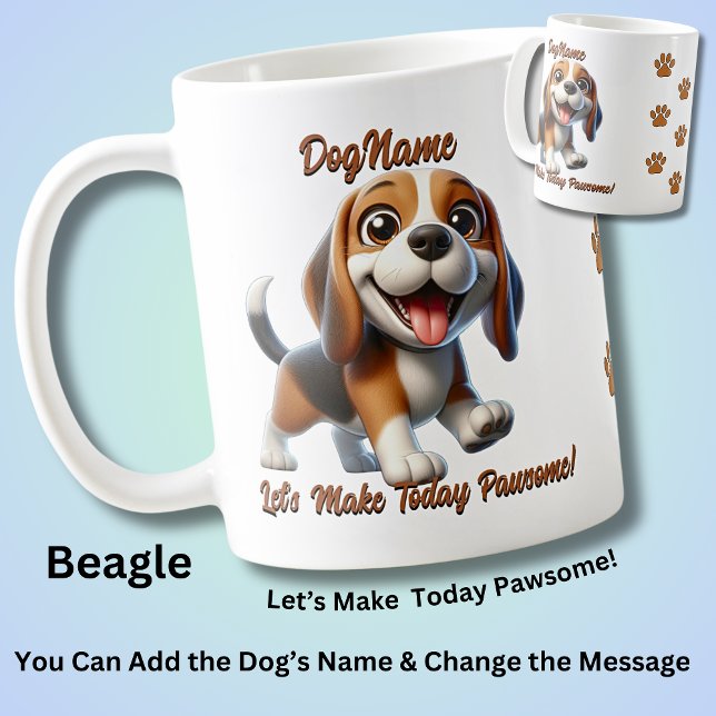 Beagle - Lägg till Hund Namn, Ändra text Kaffemugg (Skapare uppladdad)