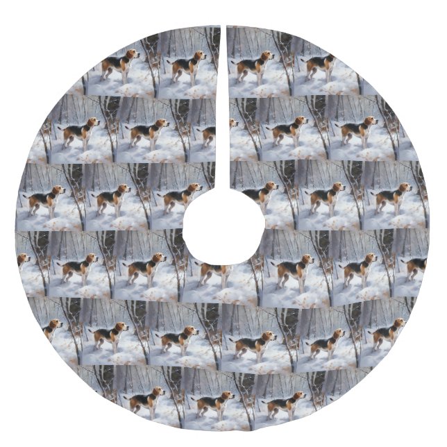 Beagle Låt det snöa jul Julgransmatta Borstad Polyester (Framsidan)