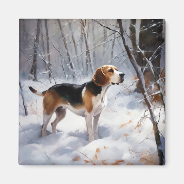 Beagle Låt det snöa jul Magnet (Framsidan)