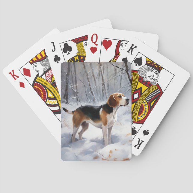 Beagle Let It Snow Jul Casinokort (Baksidan)