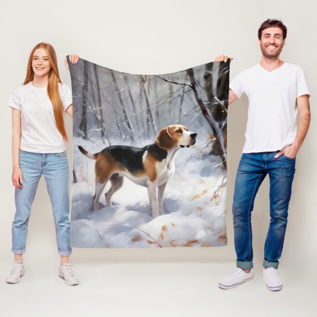 Beagle Let It Snow Jul Fleecefilt (På plats)