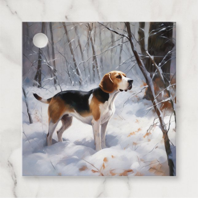 Beagle Let It Snow Jul Gåvor Etiketter (Framsida)