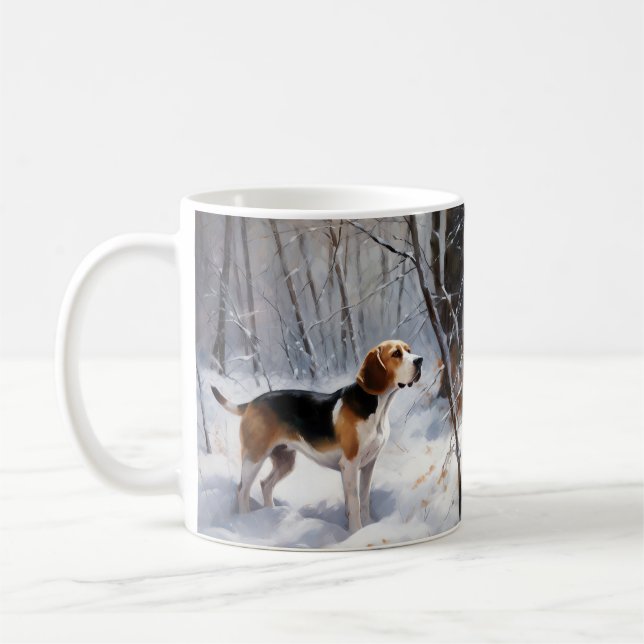 Beagle Let It Snow Jul Kaffemugg (Vänster)