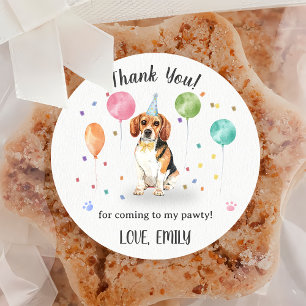 Beagle Lets Hund Birthday Tack Runt Klistermärke