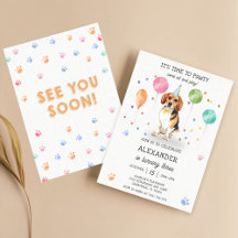 Beagle Lets Pawty Hund Puppy Birthday Blue