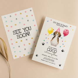 Beagle Lets Pawty Hund Puppy Birthday Rosa Inbjudningar