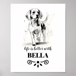 Beagle Life är bättre med Anpassningsbar Hund Namn Poster