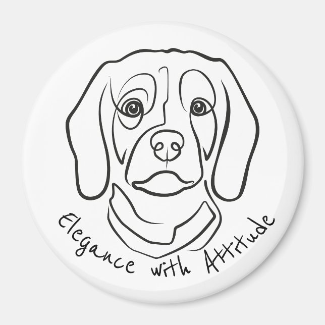 Beagle Line Art, Elegance with Attitude Magnet (Framsidan)