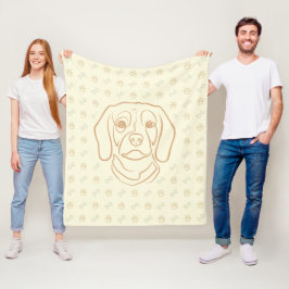 Beagle Line Art, elegans med attityd Fleecefilt