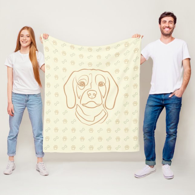 Beagle Line Art, elegans med attityd Fleecefilt (På plats)