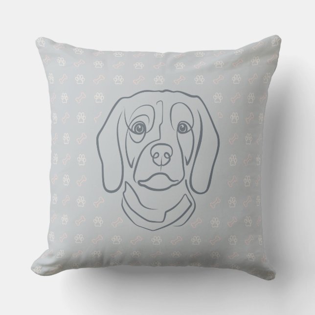 Beagle Line Art, elegans med attityd Kudde (Framsida)
