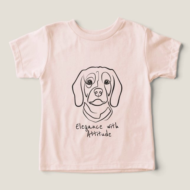 Beagle Line Art, elegans med attityd T Shirt (Design Framsida)