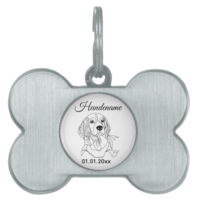 Beagle Line Art Personalized Tag ID-bricka Husdjur (Framsidan)